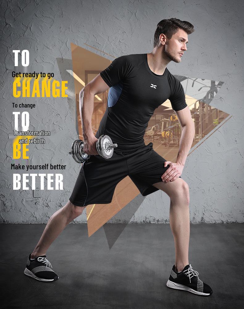 Men's Casual Running Sports Suit with Shorts and Short-Sleeve Top - Ideal for Fitness, Yoga, and Training.