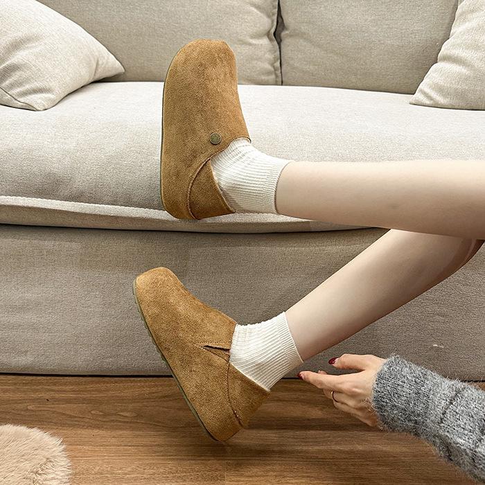 Retro Birkenstocks Fashionable Shoes Women's Spring and Autumn 2025 New Matte Big Head Flat Two Wear Casual Lazy Shoes