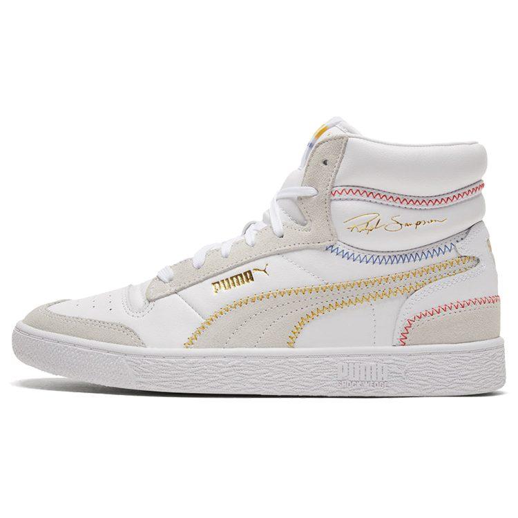 PUMA Ralph Sampson Mid Stitch White/Grey/Yellow High Board Shoes 373340-02