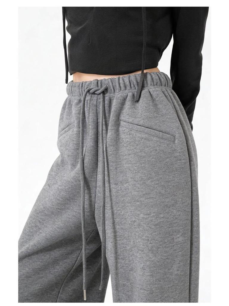2026 Spring High-Waisted Slimming Loose Straight-Leg Women's Pants with Drawstring Elastic Waist