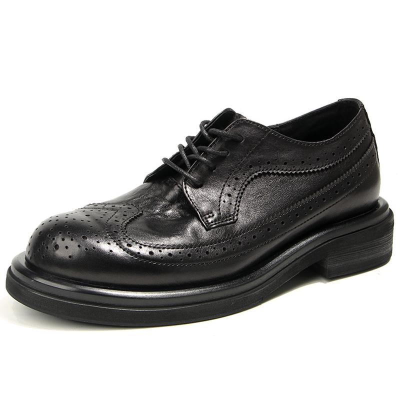 Genuine Leather Men'S Block Shoes Mens Business Shoes Luxury Newest Handmade Comfortable Man Casual Shoes Retro Men Leather Shoes