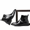 Fashion Men Short Boots Double Buckle Men's Ankle Boot Side Zipper Black Brown Business Pu Leather Size 38-46  Mens Boots