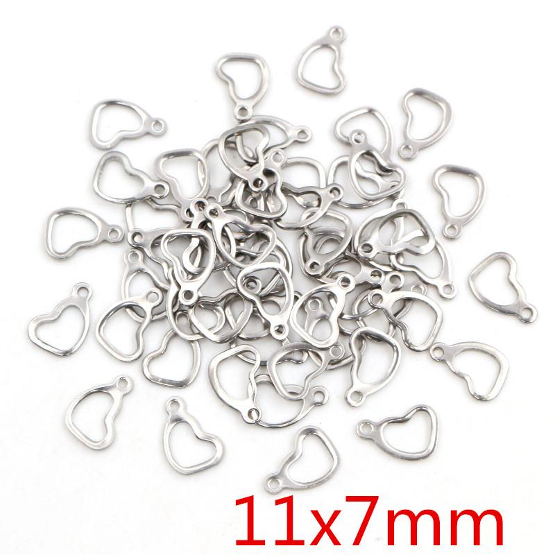 

50pcs/lot No Fade Charms 316 Stainless Steel Solid lovely heart Charms handmade Craft pendant Jewelry making,DIY for necklace