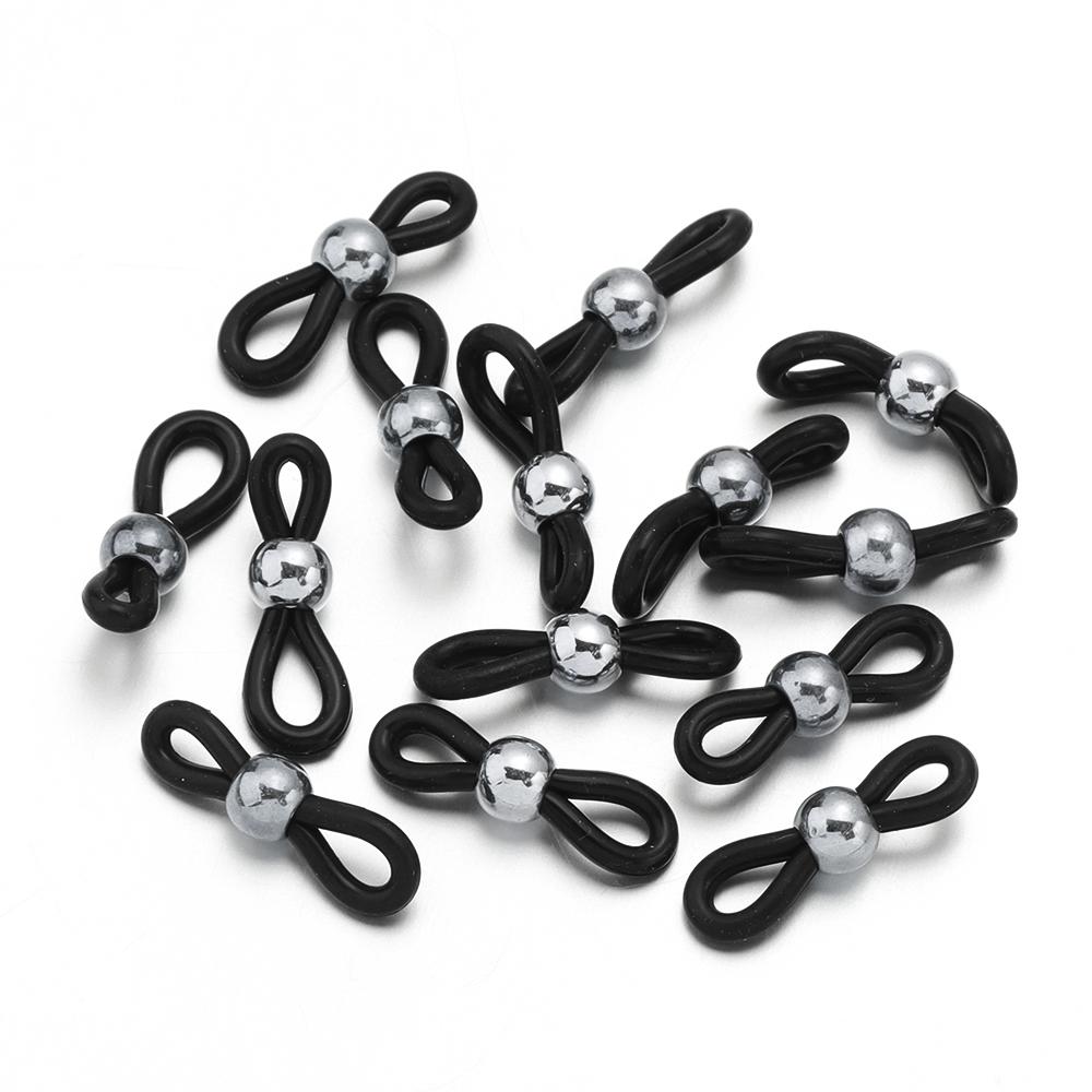 50pcs Eyeglass Chain CCB Beads Adjustable Silicone Rubber Ends Connectors For DIY Eye Glasses Sunglasses Holder Jewelry Making