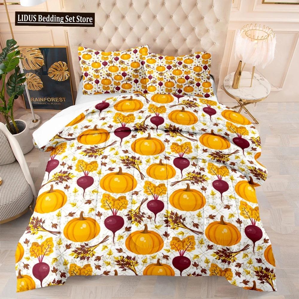 Halloween Duvet Cover Set Pumpkin Lantern Pattern Comforter Cover King Queen Size For Kids Boys Girls Gift Polyester Bedding Set