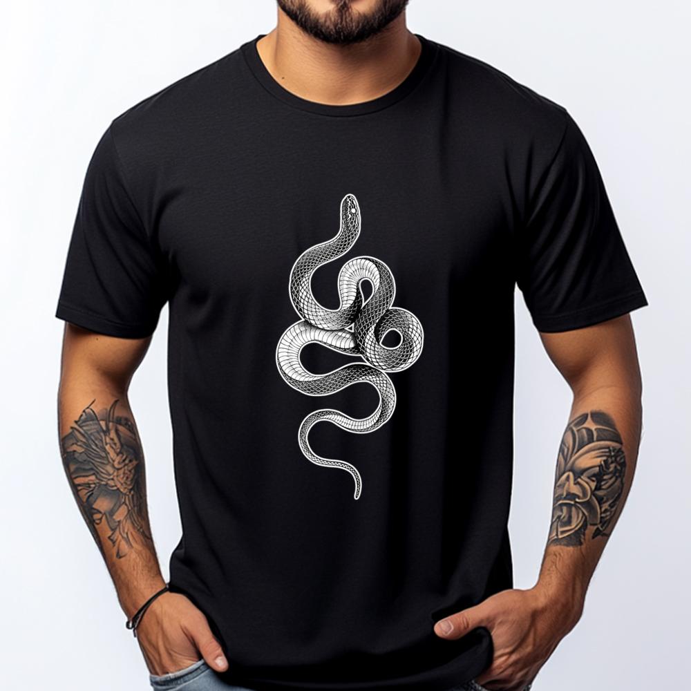 Mamba Snake Serpent Blackwork Street Wear T Shirt Clothes Camisetas Hombre