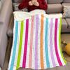 Rainbow Dot Stripe Flannel Blanket Warm Soft Halloween Christmas Decorative Couch Warm Cozy All-Season Gift