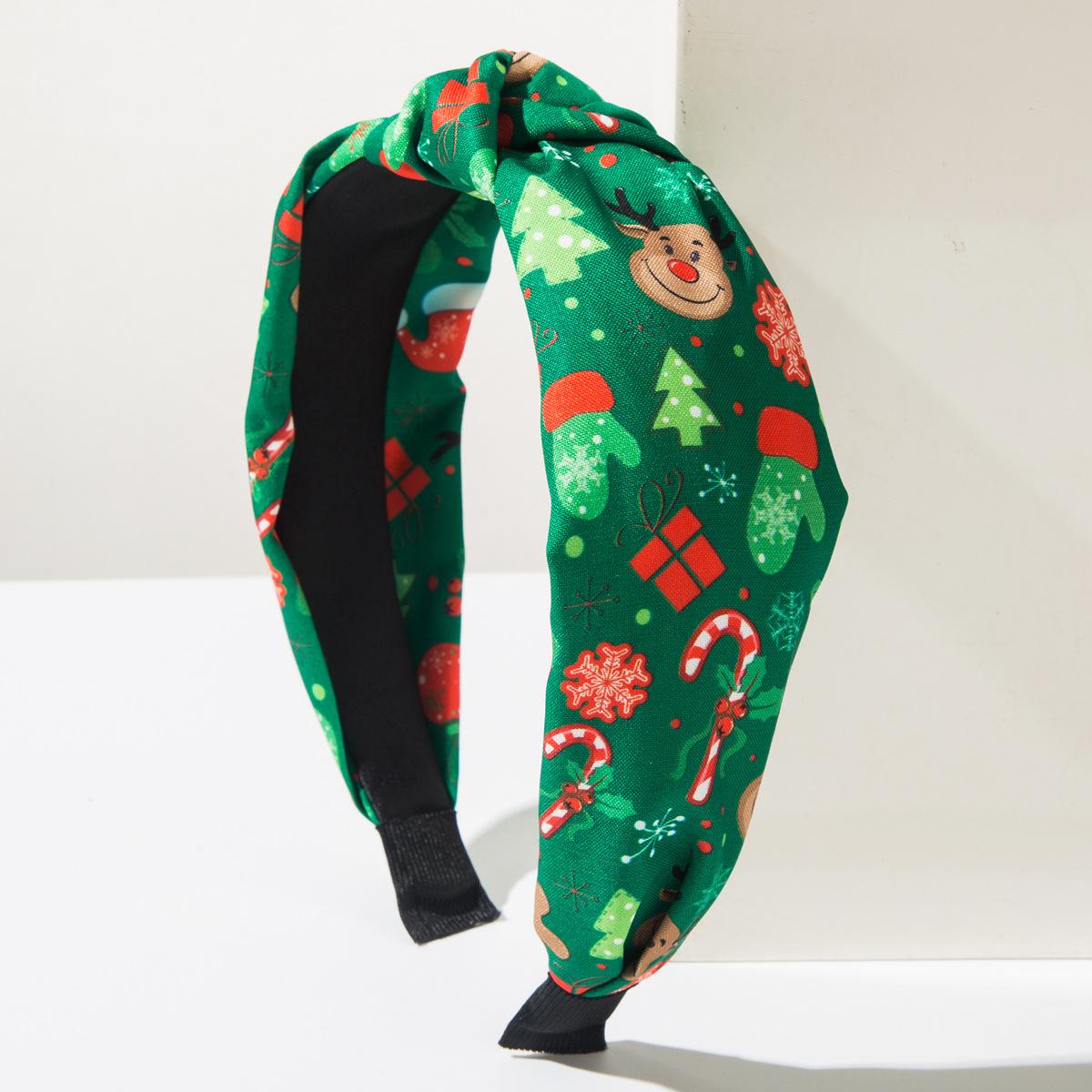 

Европейская и американская рождественская повязка на голову для женской моды, крестообразная широкая кромка для умывания, повязка, давящая на волосы, праздничные аксессуары для волос зелёный