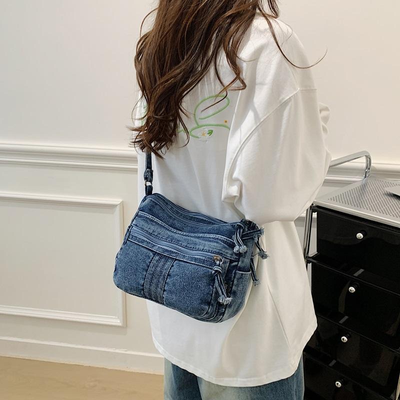 Denim Mobile Phone Bag Women's Shoulder Crossbody Bag Multi-Compartment Small Square Bag