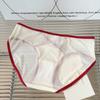 Female Sexy Red Underwear with Low Waist Briefs Hollow Thin Design Pure Cotton Crotch Women's Triangle Panties