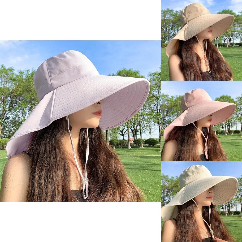Large Brim Sun Hat For Women Summer Uv Block Full Face And Neck Protection