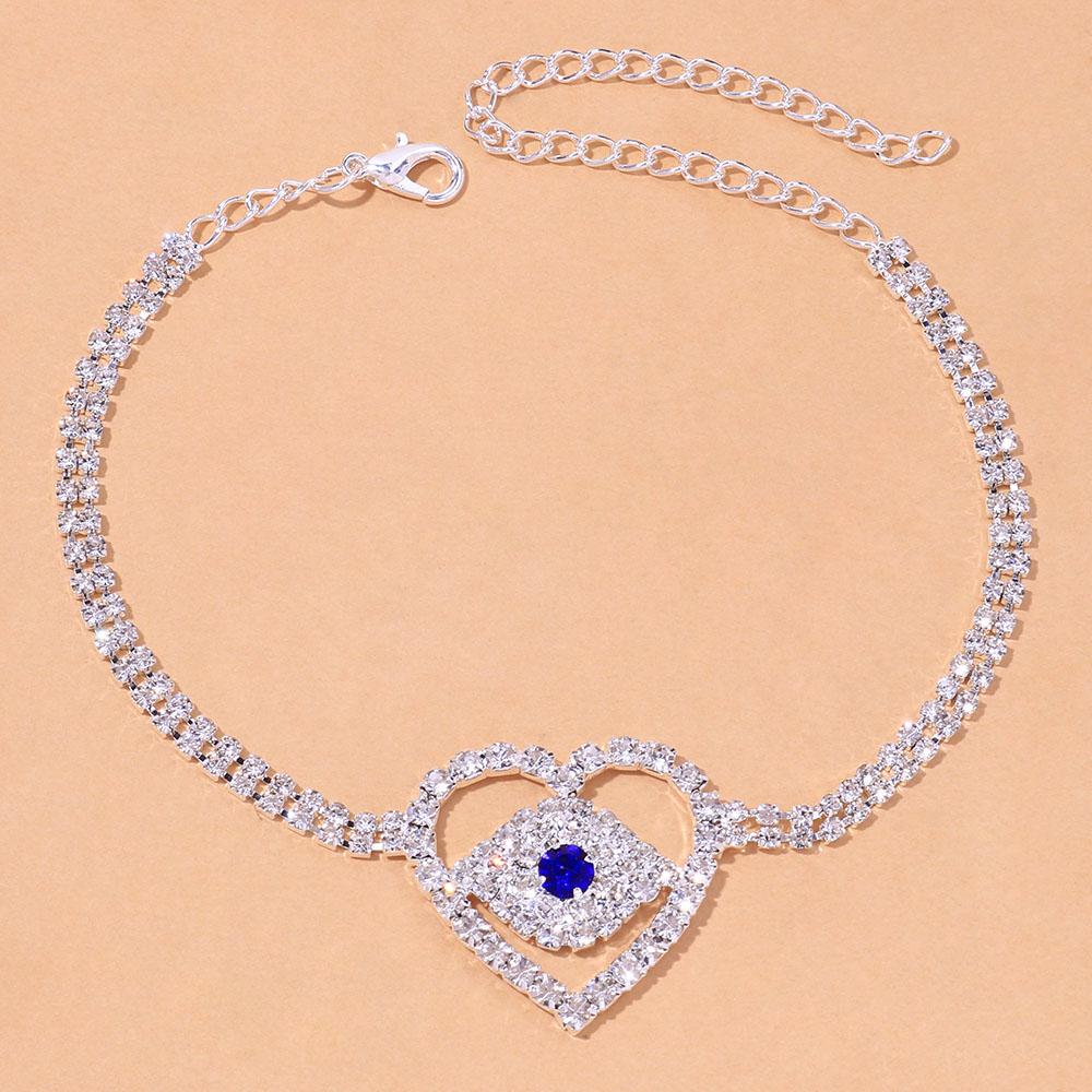 Stonefans Boho Blau Evil Eye Herz Fußkettchen Armband Großhandel Für Frauen Tennis Strass Fußkettchen Armband Kette Barfuß Schmuck