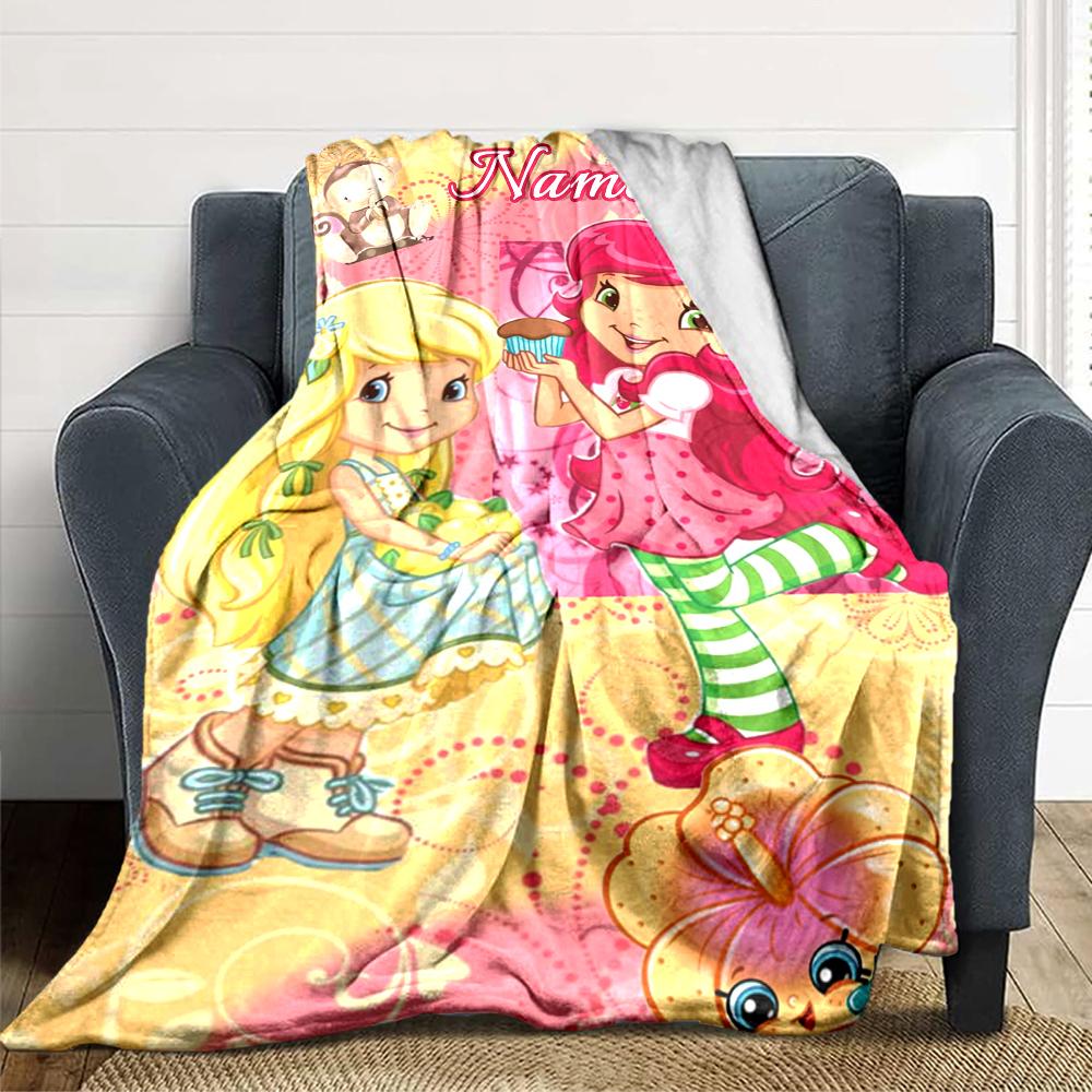 Custom Name Strawberry Princess Fantasy Party Blanket For Couch Bed Plush Cozy Fuzzy Blanket Super Soft Warm Blankets For Fall And Winter 0916256
