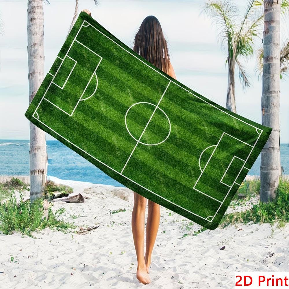 Fußballfans Geschenk Mikrofaser Strandtuch Großer Fußballplatz Druck Schnelltrocknend Sandfrei Riesiges Badetuch XL Schwimmdecke Yogamatte