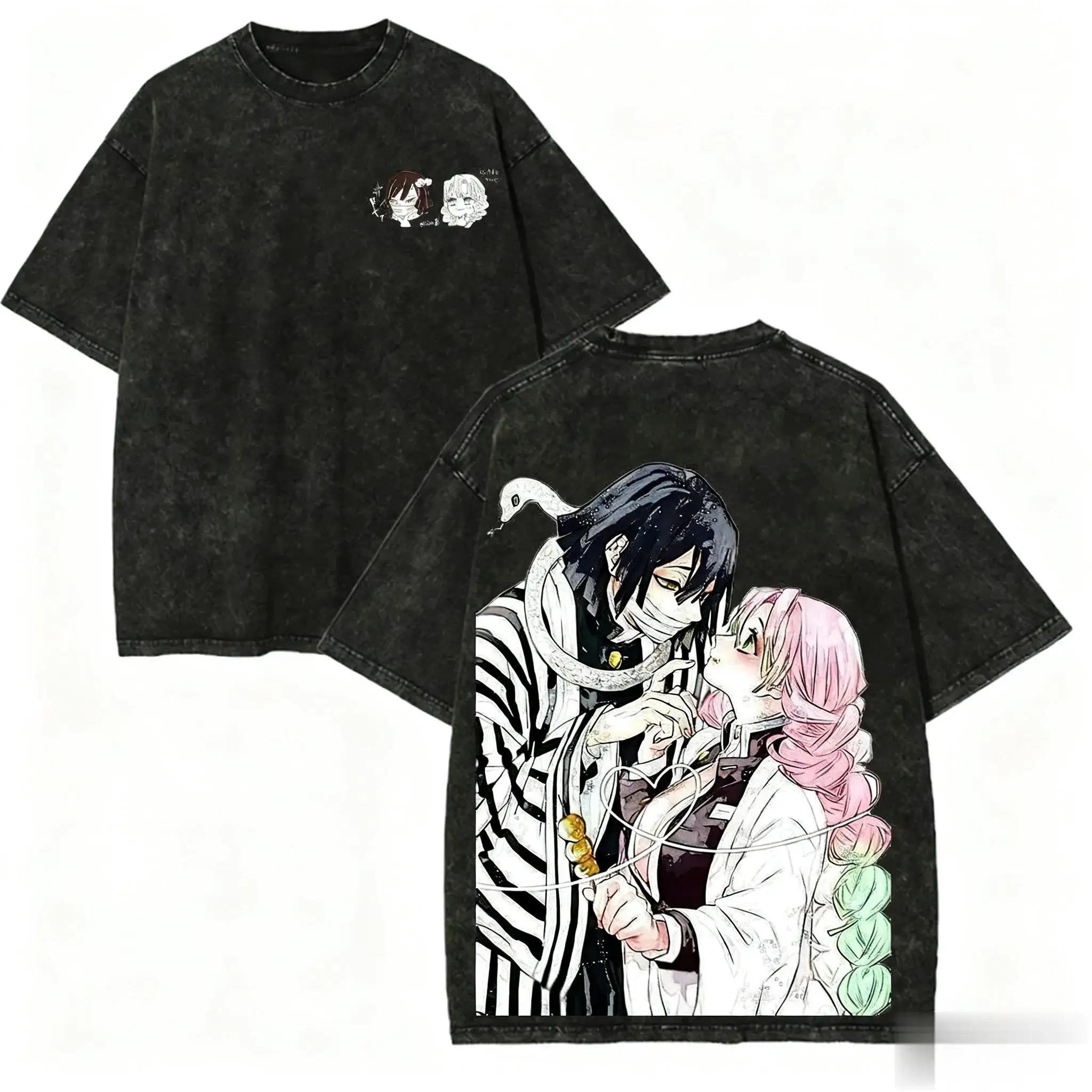 

2026 Hot Sale Demon Slayer Muichiro Tokito T Shirt Vintage Washed Oversize Cotton Graphic Tees Harajuku Streetwear for Men Women Y2K L