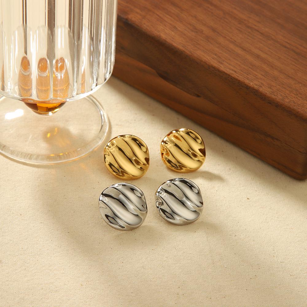 

18K Gold Stainless Steel Hypoallergenic Water Ripple Earrings