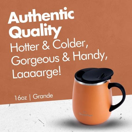 GRANDTIES Premium Vacuum Insulated Mug, 460ml, Available in 19 Colors, with Easy-Open Sliding Lid, Stainless Steel Double-Wall Vacuum Insulation, and