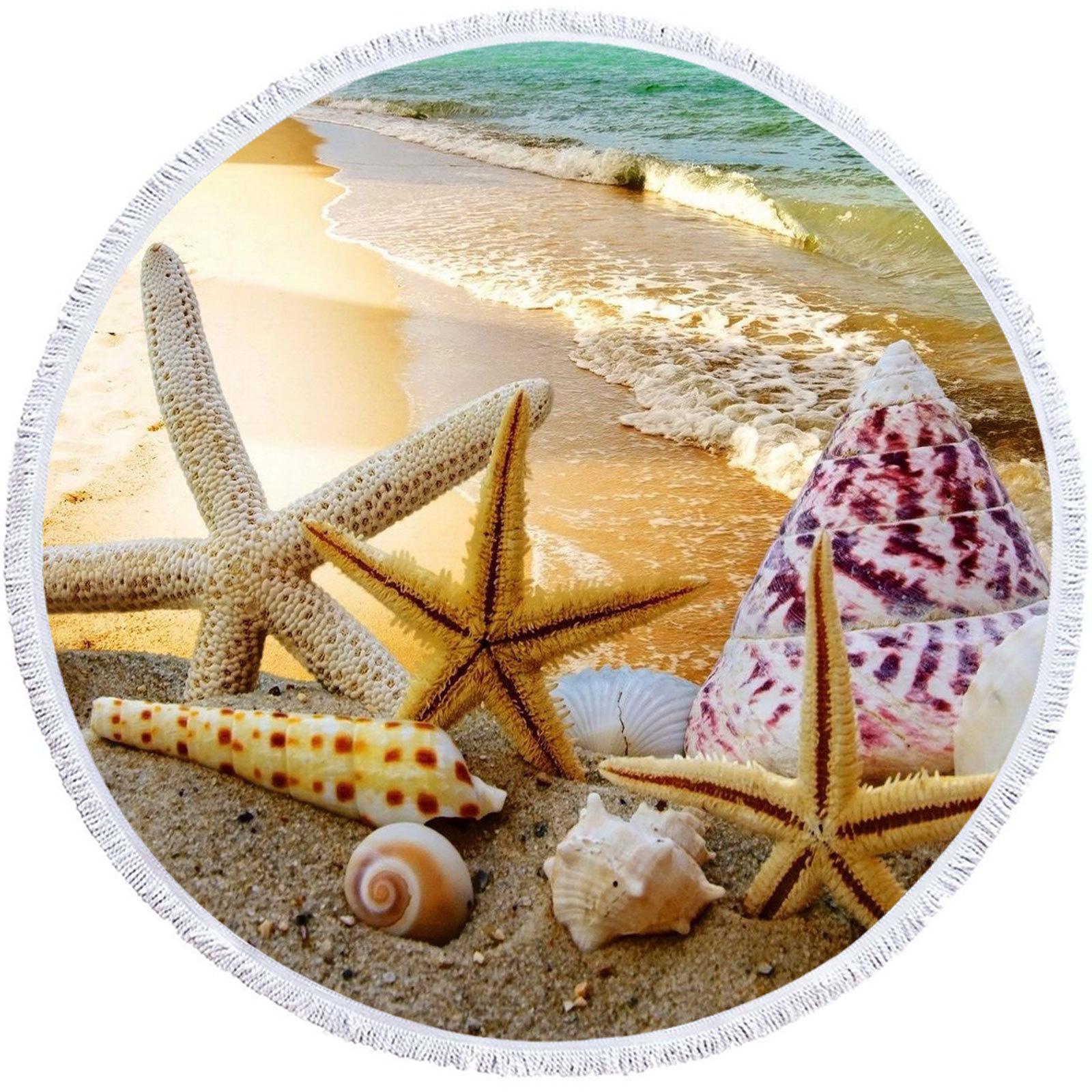 

Starfish Round Beach Towels Summer Geometric Thick Bath Towel Microfiber Fabric 150cm Size Swimming Travel Sport Adult Kids Diameter 150cm