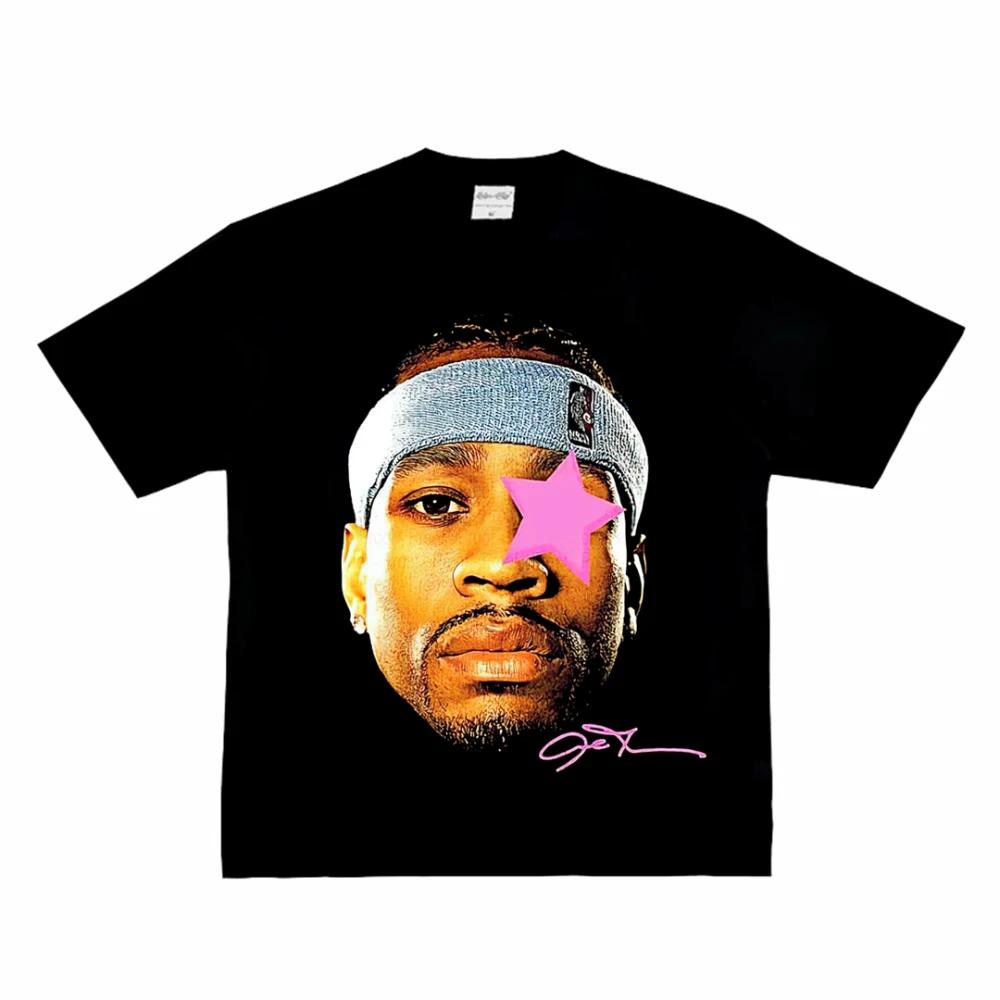 Fashion Men Women's T-shirt Basketball Star American Big Head Print Short Sleeve Cotton T-Shirt Loose Street Wear Tops Clothing