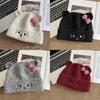 Cat Cartoon Knitted Hat With Embroidered Butterfly Bow For Winter Warmth And Windproof Comfort