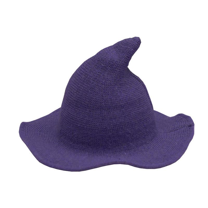 Woolen Witch Hat Halloween Witch Hat Pointed And Large Brimmed Knitted Foldable Witch Hat Party Role-Playing Witch Decoration