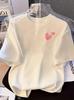 Women's Sweet Heart Graphic Tee, Casual Round Neck Short Sleeve Shirt, Soft All-Match Top for Daily Wear and Leisure Occasions