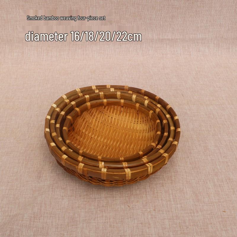 Round Handmade Bamboo Weaving Basket: Fruit, Vegetable, Washing, and Storage Sieve