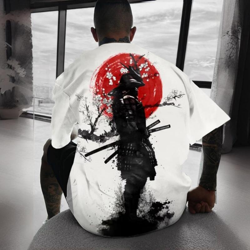 

3D Самурай Принт Мужская футболка Ретро Оверсайз Футболка с коротким рукавом Для Мужчин Уличная мода Мужская одежда Летний быстросохнущий пуловер Топ 5XL