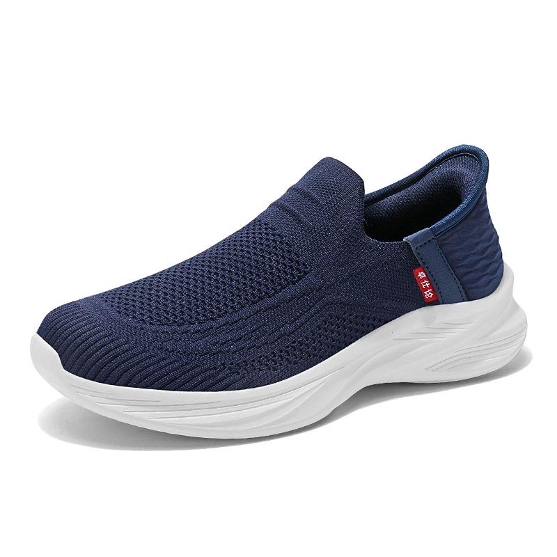 Foreign trade new comfortable one-pedal flash wear casual shoes men's flying woven breathable running sports shoes fashionable and lightweight trendy