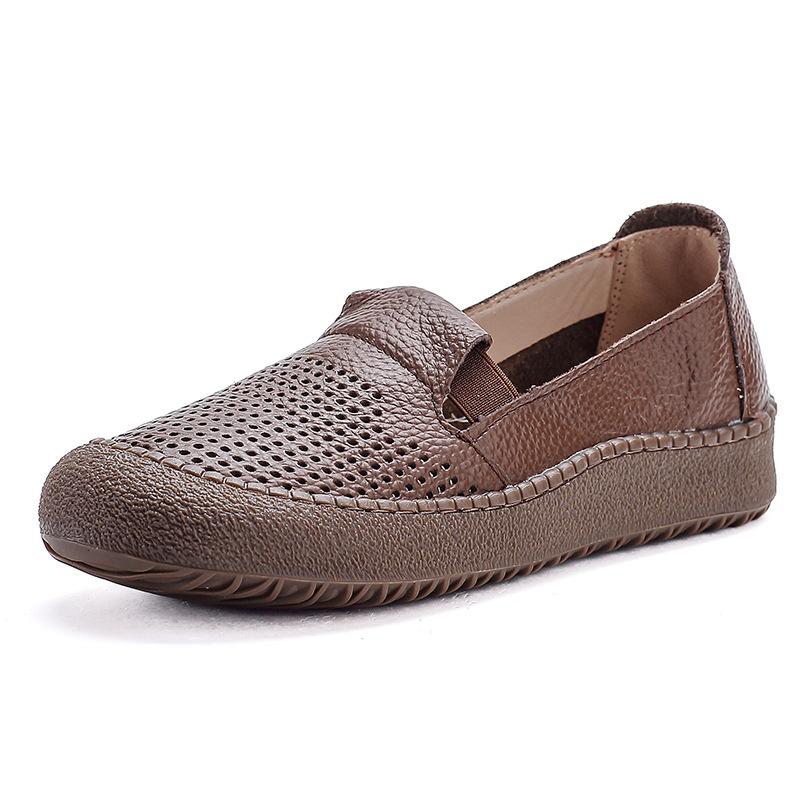 

Новые балетки из натуральной кожи, мокасины для женщин, летние дышащие балетки, женские слипоны, мокасины, мягкая плоская обувь для женщин 35 коричневый