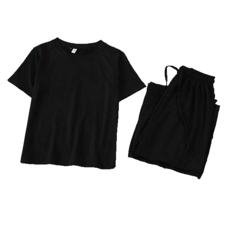 Korean Chic Petite Two-Piece Set: Short Sleeve & Wide-Leg Pants for Women