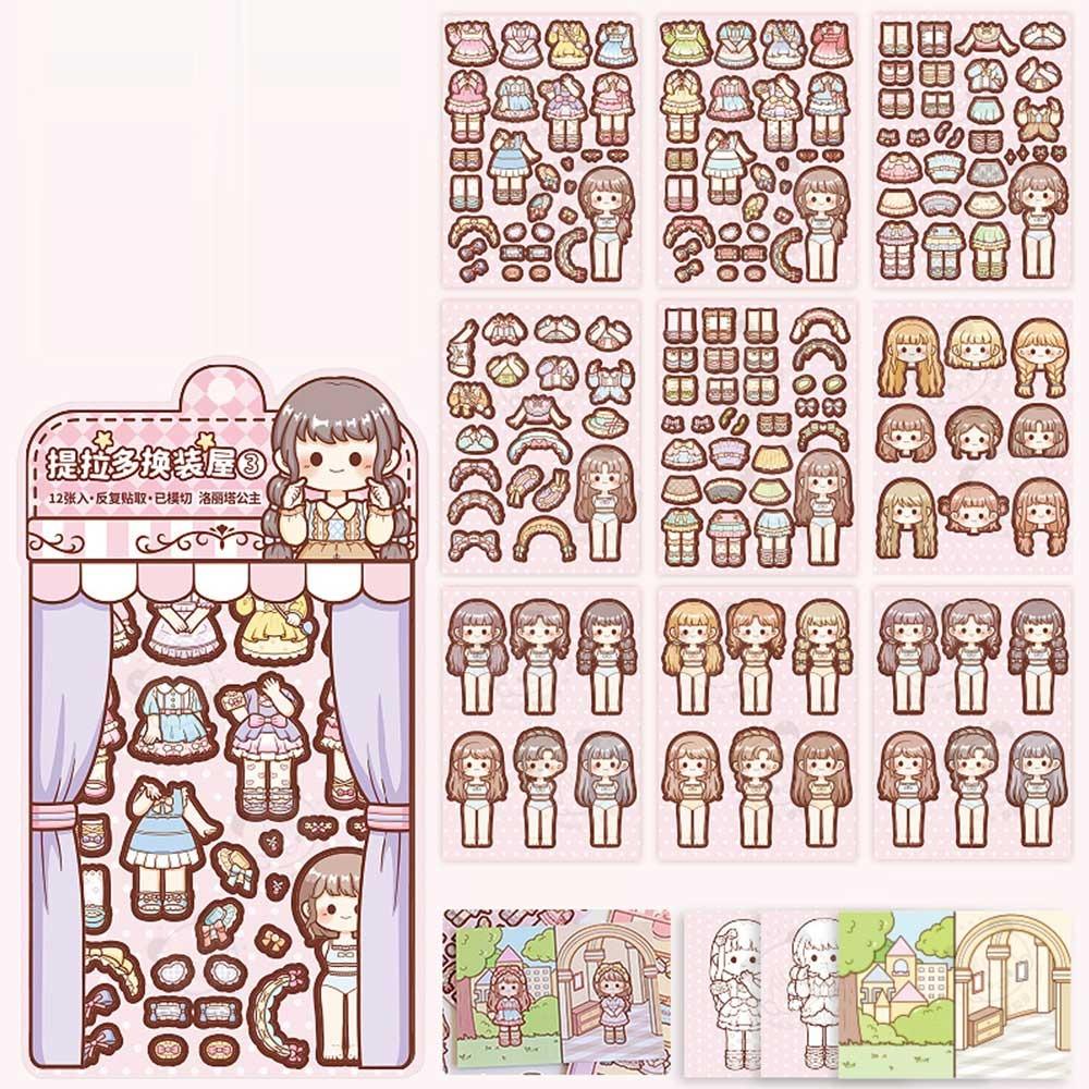 Papper Girls Dress Up Decorative Stickers Multicolor Handbook Stickers  for Kids