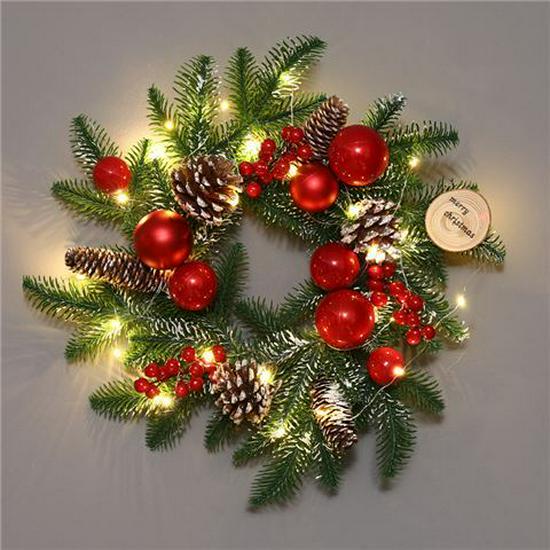 50CM Christmas Wreath & 2.7M Garland Set - Festive Door & Wall Decor