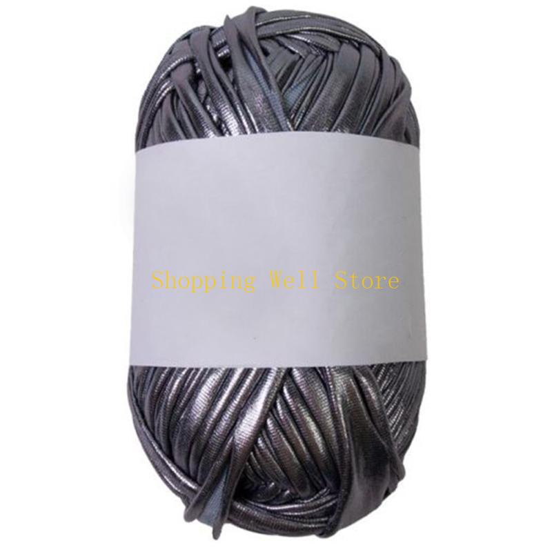 KX4B Metallic Tshirt Yarn Fabric Cloth Knitting Yarn Fit 6-10mm Crochet Hook