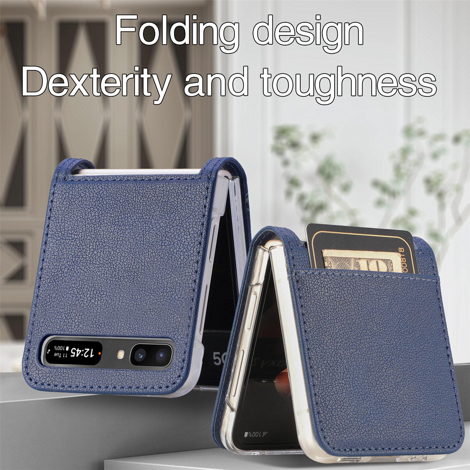 

Чехол для мобильного телефона Samsung Galaxy Z Flip2 5G Flip 1 2 Flip6 Flip5 Flip4 Flip3 Flip 6 5 4 3 слот для карт Кожаные аксессуары for Galaxy Z Flip 1 синий