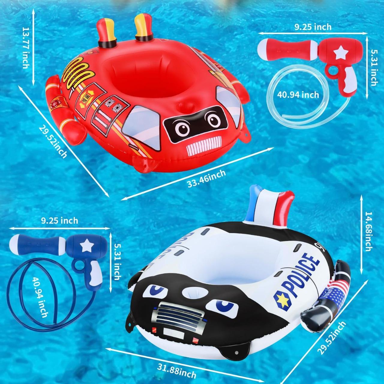 

Надувное детское сиденье в форме машинки - Плавательный круг с водяным спреем и водяным пистолетом для игр в бассейне, бамперная машина красный