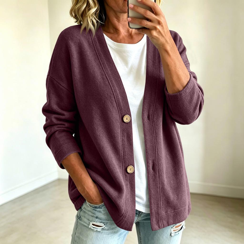 Giacca Casual da Donna con Bottoni Frontali Colorata per l'Uso Quotidiano