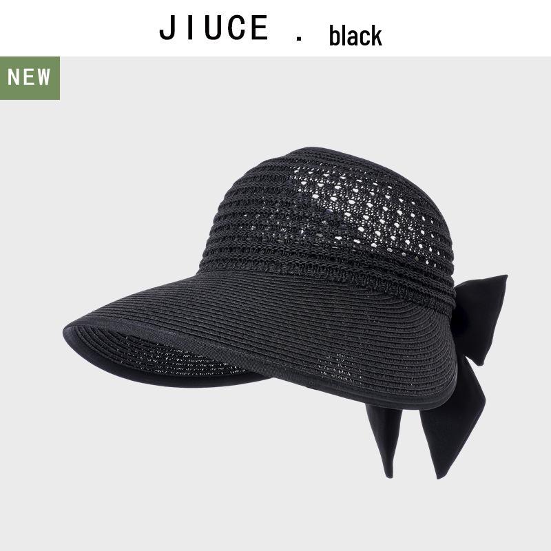 

Summer Straw Weave Sun Hat: Versatile, Breathable, Adjustable Wide-Brim for Casual Outdoor Sun Protection 56-58cm чорний