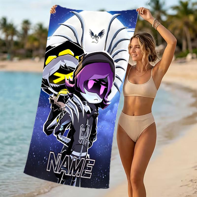 Customizable personalized beach towels Murder Drones themed designs.Suitable for the beach, yoga, sports;ideal as beach accessories