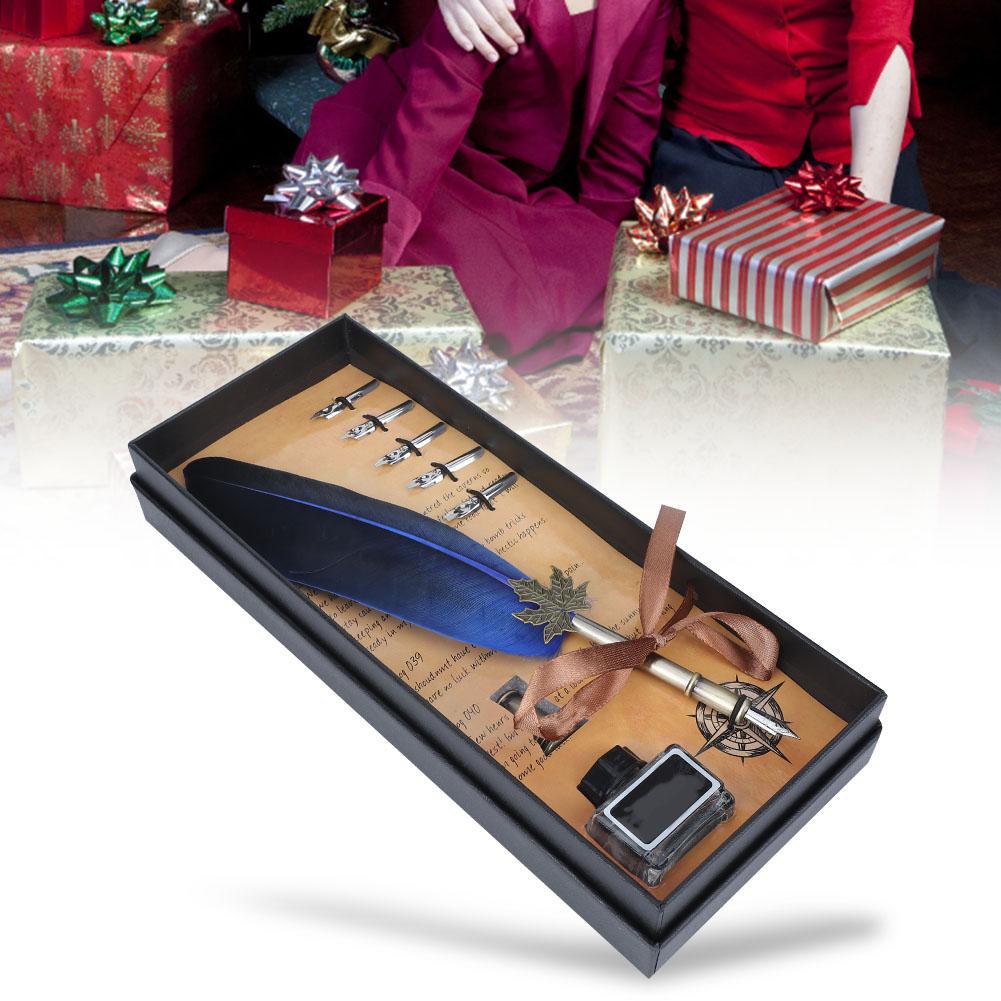 Vintage-Feder-Brunnen-Schreibstift, Kalligraphie-Tinte, Quill-Dip-Pen, Heimdekoration, mit Geschenkbox