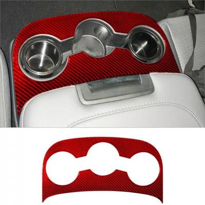 For RAM 1500 Red Carbon Fiber Interior Center Armrest Cupholder Cover Trim