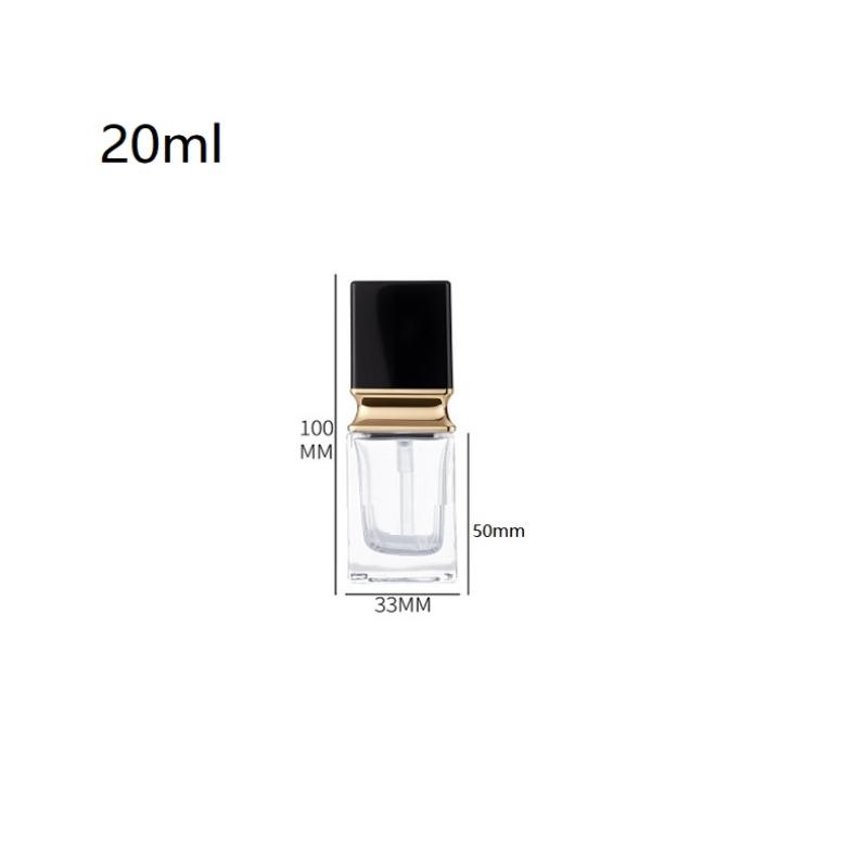 15-40Ml Empty Pump Bottle Glass Liquid Foundation Container Makeup Transparent Square Refillable Bottle Portable Pump Bottle