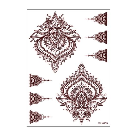 Henna Tattoo Stickers, Red Brown Waterproof Lace Temporary Tattoos, Indian Mehndi Body Art for Women Girls, Festival Makeup