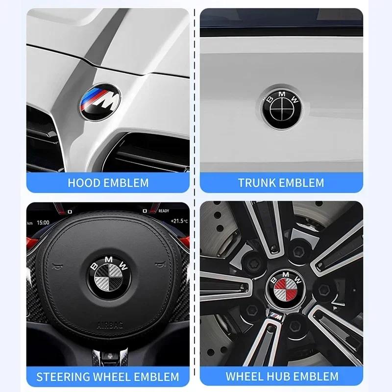 7pcs Front Hood Emblem Car 50th Anniversary Logo 82mm+Rear Badge 74mm+Wheel Hub Cap 68mm Decoration Cover Styling for BMW M
