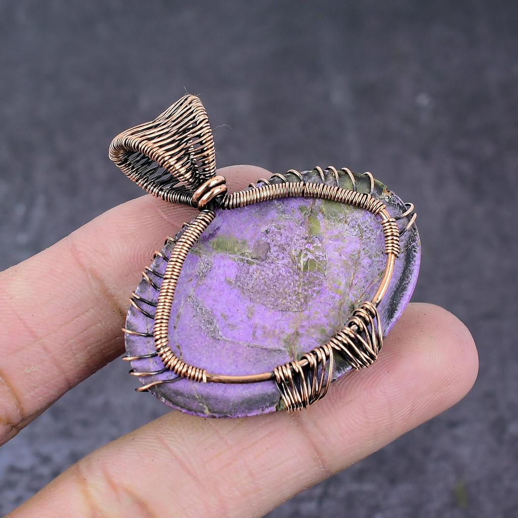 Purpurite Naturelle Fait Main Fil de Cuivre Enroulé Pendentif Arbre de Vie 1.81" q4T65