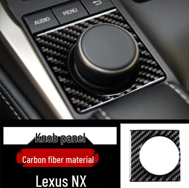 

Отделка салона из углеродного волокна для Lexus NX200t/300h: Стеклоподъемник, Консоль, Воздуховод, Рычаг переключения передач.