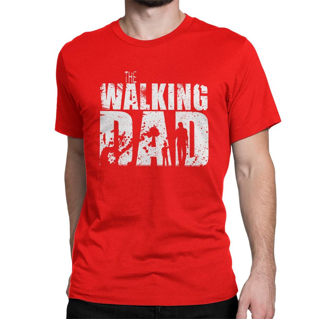 The Walking Dad T Shirt for Men Cotton T-Shirts Round Collar The Walking Dead Father Day Zombie Tee Shirt Tops Plus Size