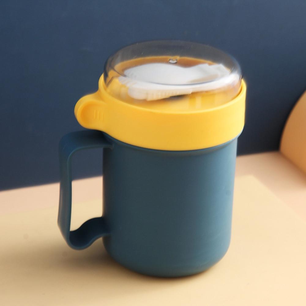 Portable Breakfast Cup 500ML Oatmeal Cup Cereal Nut Yogurt Mug Snack Cup Soup Mug Microwave with Lid Spoon for Kitchen Tools