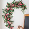 Rattan Vine Silk Flowers Rattan 190cm Hanging Rose Realistic Artificial Rose Vine  Wedding Decor