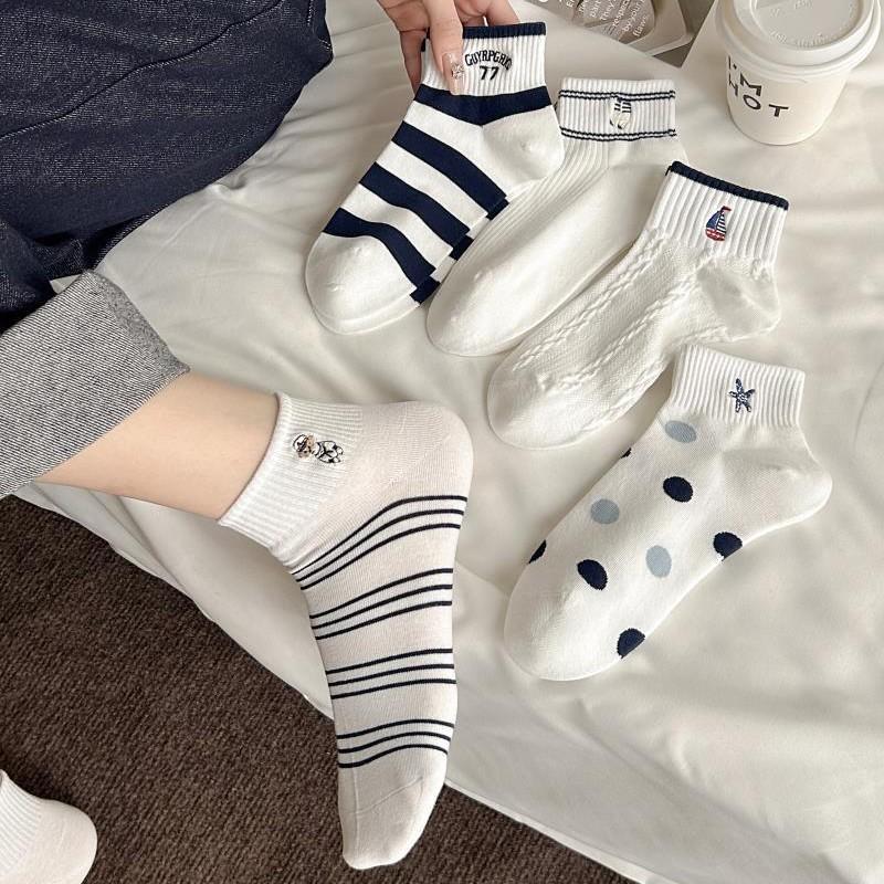 2 Pairs of Embroidered Cartoon Pattern Short Socks, Short-tube Cotton Socks, Breathable and Cute, Suitable for Spring and Summer, Children's Socks